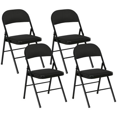 HOMCOM Set de 4 Scaune Pliabile, Scaune Moderne cu Perne din Poliester pentru Acasă și Birou, 45x46x78 cm, Negru | Aosom Romania