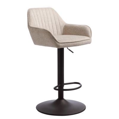 Scaun de bar bej cu înălțime ajustabilă/cu cotiere tapițat (înălțime șezut 65 cm) Nolan – Unique Furniture