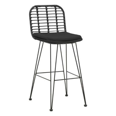 Scaun de bar Naoki, Negru - Natural, 46x56x110 cm