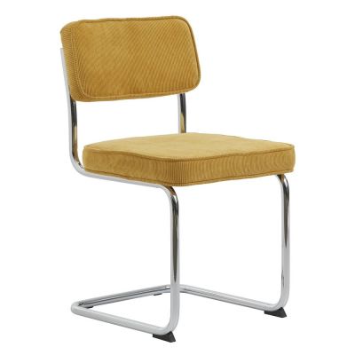 Scaun de dining galben din catifea reiată Rupert – Unique Furniture