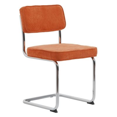 Scaun de dining portocaliu din catifea reiată Rupert – Unique Furniture