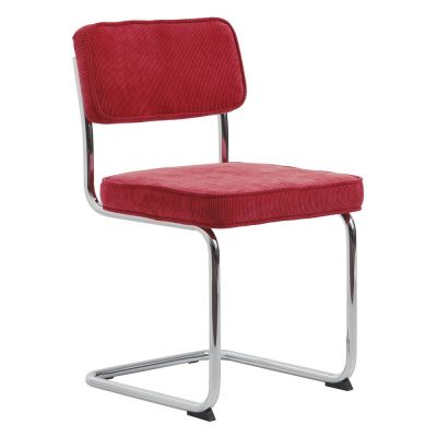 Scaun de dining roșu din catifea reiată Rupert – Unique Furniture ieftin