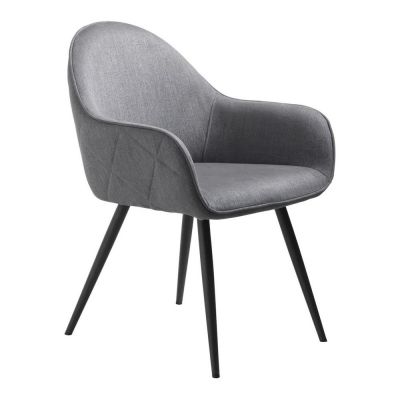 Scaun de sufragerie gri cu cotiere tapițat Minto – Unique Furniture
