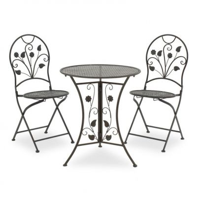 Set Masa si Scaune Gradina Antracit 3 Piese Gri Inchis Antique