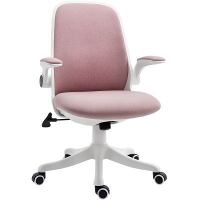 Vinsetto Scaun de Birou Balansoar cu Înălțime Reglabilă din Țesătură Efect Catifea, 62,5x60x94-104 cm, Roz | Aosom Romania