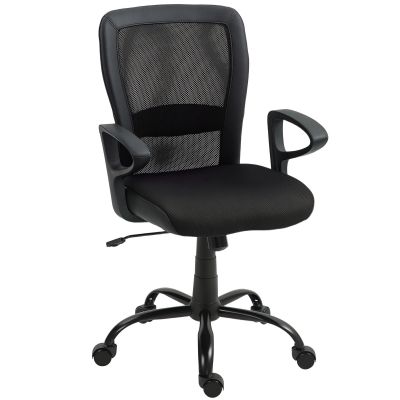 HOMCOM Scaun de Birou cu Înălțime Reglabilă, Mecanism de Înclinare și Rotile, 60x57x91-99 cm, Negru | Aosom Romania