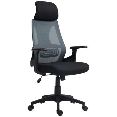 HOMCOM Scaun Ergonomic de Birou cu Suport Lombar, Tetieră și Înălțime Reglabilă, 66x58x115-123 cm, Negru | Aosom Romania