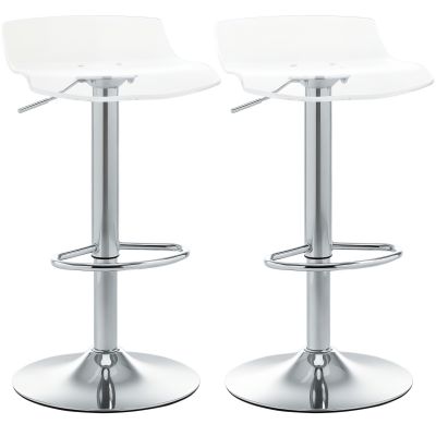 HOMCOM Set 2 Scaune de Bar cu Înălțime Reglabilă, Șezut Rotativ și Suport pentru Picioare, 39x39x67-87 cm, Transparent | Aosom Romania