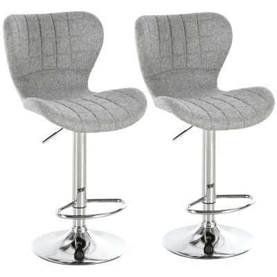 HOMCOM Set 2 Scaune de Bar Rotative cu Înălțime Reglabilă, Tetieră pentru Picioare și Spătar, 47x51,5x111,5 cm, Gri | Aosom Romania