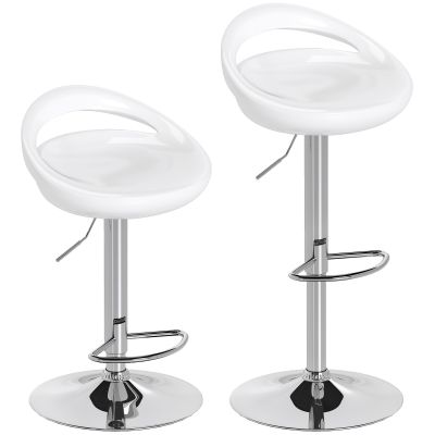 HOMCOM Set 2 Scaune de Bar Rotative cu Suport pentru Picioare și Înălțime Reglabilă, 46x41x76-96 cm, Alb | Aosom Romania