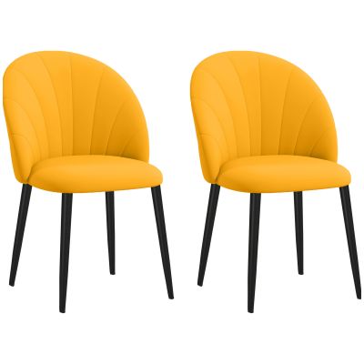 HOMCOM Set 2 Scaune de Sufragerie Tapițate cu Design Nordic și Ergonomic, 52x54x79 cm, Galben | Aosom Romania
