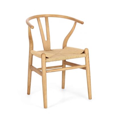 Scaun Artas, Bizzotto, 49 x 42 x 78 cm, lemn de ulm/sfoara din hartie, natural