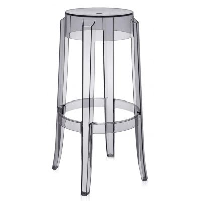 Scaun bar Kartell Charles Ghost 2005 design Philippe Starck h75cm gri transparent Scaun bar Kartell Charles Ghost 2005 design Philippe Starck h75cm gri transparent