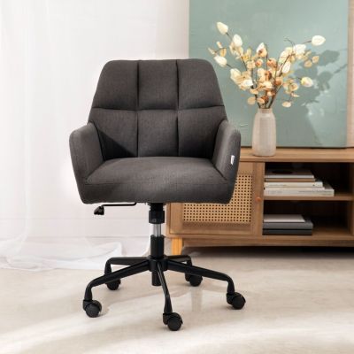 Scaun de birou rotativ Seensa, 67x58x81-89 cm, metal/poliester, gri
