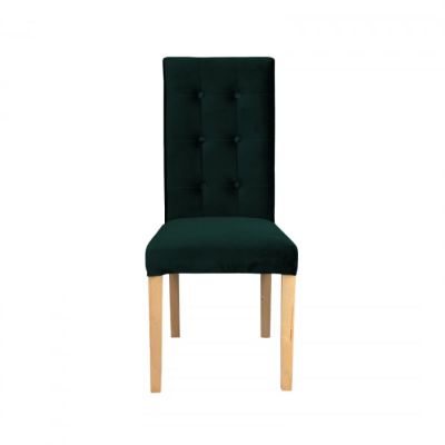 Scaun living TEO LUX, picioare lemn natur, stofa verde smarald, 46x60x98 cm