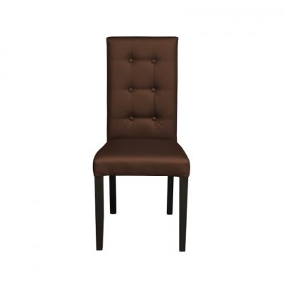 Scaun living TEO LUX, picioare lemn wenge, piele ecologica maro deschis, 46x60x98 cm