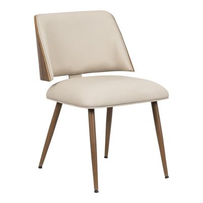 Scaun Ubane bej piele ecologica PU cu picioare din metal nuc 53x62.5x85 cm