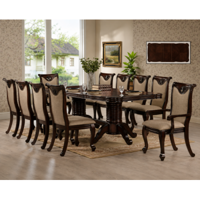 Set masa AC3268T + 10 Scaune, Dark Brown
