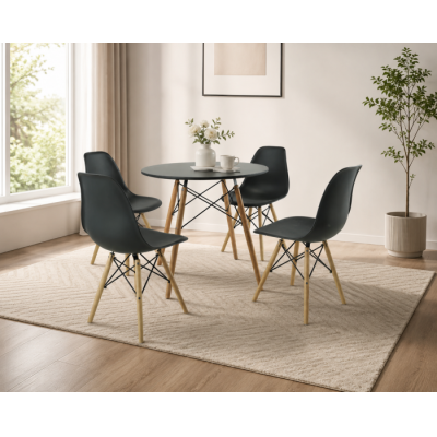 Set masa DA151BK cu 4 scaune 80x75 cm DA232BK 46x55x83 cm
