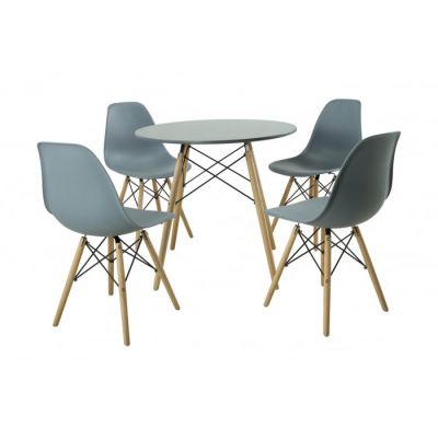 Set Masa DA151Grey, 80x75 cm  4 Scaune, 46x55x83 cm, DA232, Grey