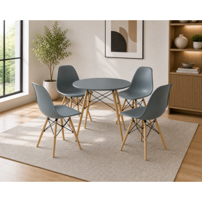 Set masa DA151Grey cu 4 Scaune 80x75 cm DA232 Grey 46x55x83 cm