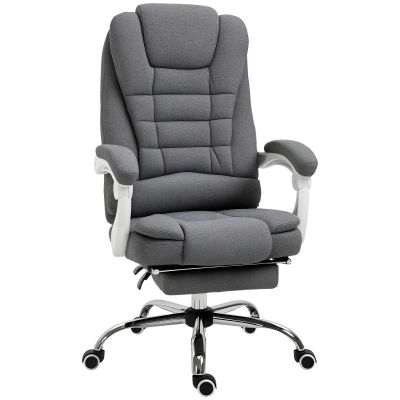 Vinsetto Scaun Ergonomic de Birou Reglabil cu Suport pentru Picioare, Spătar Înalt și Brațe, 65x70x115-123 cm, Gri | Aosom Romania