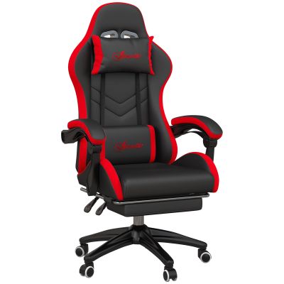 Vinsetto Scaun Gaming cu Înălțime Reglabilă și cu Spătar Rabatabil, 65x65x121-129 cm, Negru | Aosom Romania