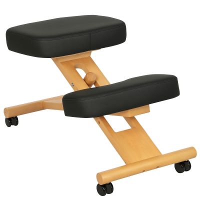 HOMCOM Scaun Ergonomic pentru Genunchi cu Înălțime Reglabilă din Lemn cu Rotile, 42x70x42-52 cm, Negru | Aosom Romania