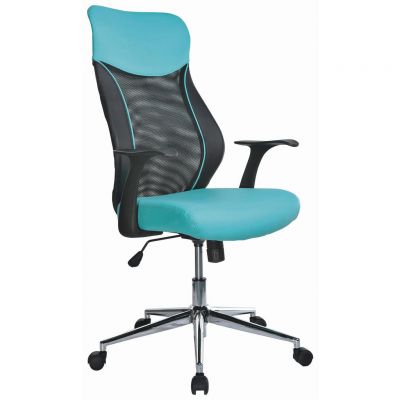 Scaun Birou Tineret din plasă tensionată, negru, turcoaz