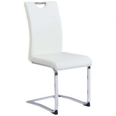 SCAUN BUCATARIE din metal, textil alb, culoare crom