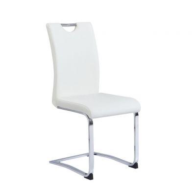 SCAUN BUCATARIE din metal, textil alb, culoare crom