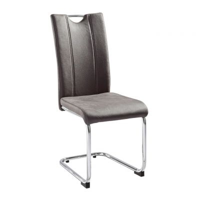 SCAUN BUCATARIE din metal, textil culoare crom, gri închis
