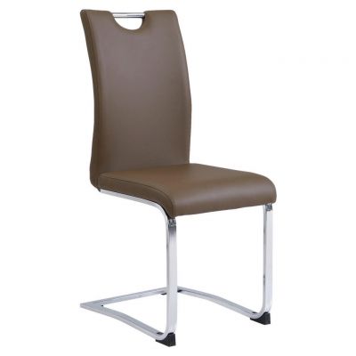 SCAUN BUCATARIE din metal, textil maro, culoare crom