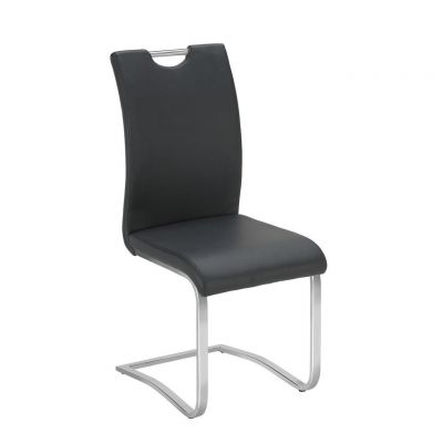 SCAUN BUCATARIE din metal, textil negru, culoare crom