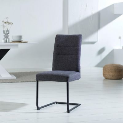 SCAUN BUCATARIE din metal, textil negru, gri închis