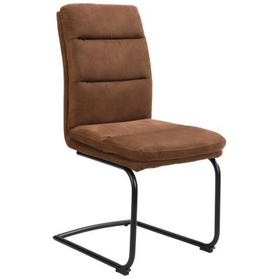 Scaun Cantilever din metal, textil, coniac