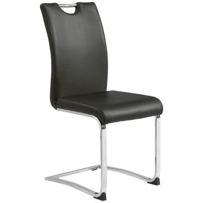 Scaun Cantilever din metal, textil, negru, culoare crom