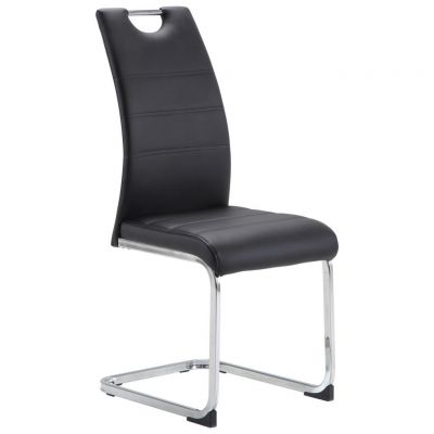 Scaun Cantilever din metal, textil, negru, culoare crom