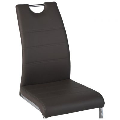 SCAUN CANTILEVER din metal, textil taupe, culoare crom