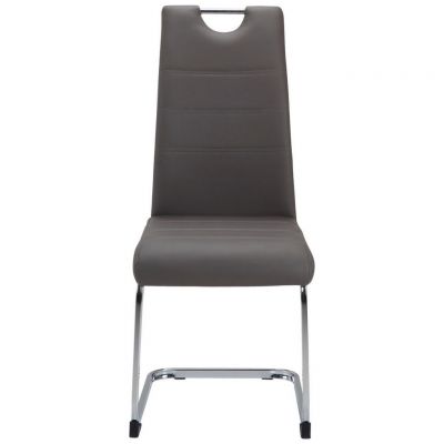 SCAUN CANTILEVER din metal, textil taupe, culoare crom