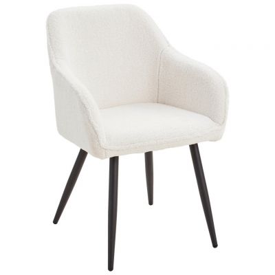 Scaun Cu Brațe din lemn, metal, textil, alb