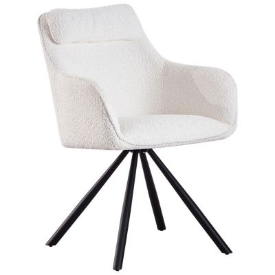 Scaun Cu Brațe din lemn, metal, textil, alb