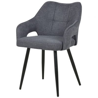 Scaun Cu Brațe din lemn, metal, textil, gri