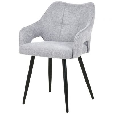 Scaun Cu Brațe din lemn, metal, textil, gri deschis