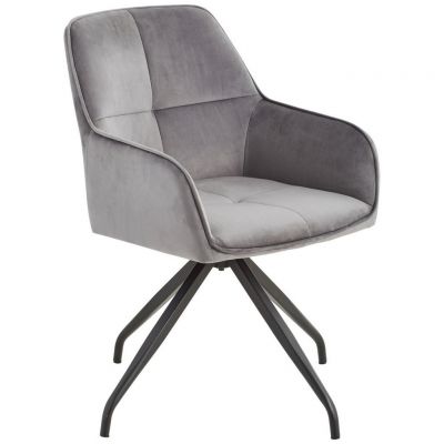 Scaun Cu Brațe din lemn, metal, textil, gri, negru