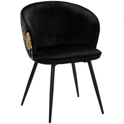 Scaun Cu Brațe din lemn, metal, textil, negru, auriu