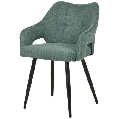 Scaun Cu Brațe din lemn, metal, textil, verde