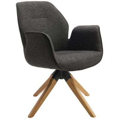 Scaun Cu Brațe din lemn, textil, antracit, culoare natur