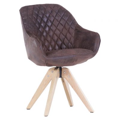 Scaun Cu Brațe din lemn, textil, culoare lemn stejar, maro închis