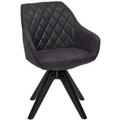 Scaun Cu Brațe din lemn, textil, negru, gri închis